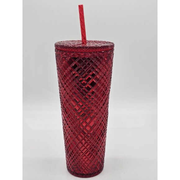 Starbucks Tumbler 24 oz Red Winter Holiday Jeweled Venti Christmas Cold Cup - Picture 7 of 14